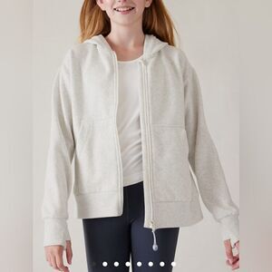 EUC Athleta Girl White Full Zip Up Hoodie Jacket Active - Size XXL/16